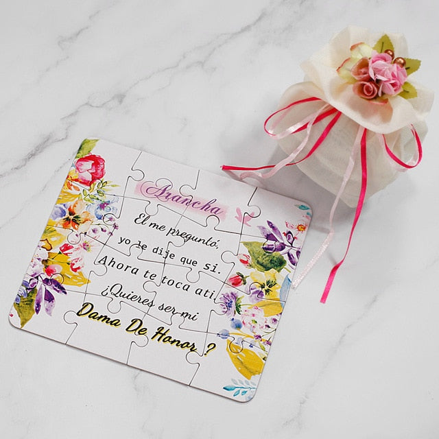 2018 New Personalized Bridesmaid Groomsman Proposal Puzzle Gift Any Text Language Customized Invitations Card Wedding Decoration