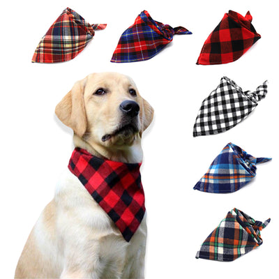 Pet Dog Cat Neck Scarf Adjustable Dog Bandana Tie Bowtie Cotton Plaid Cleaning Towel  For Dog Cat Cats Grooming Accessories