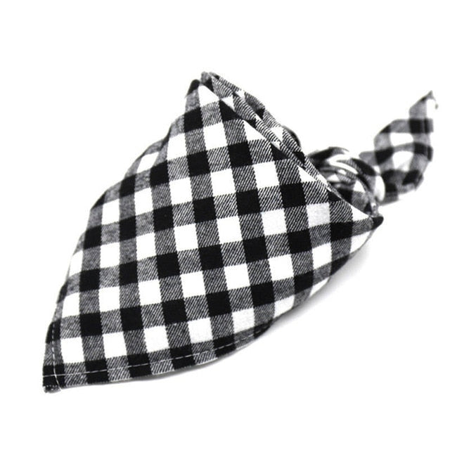 Pet Dog Cat Neck Scarf Adjustable Dog Bandana Tie Bowtie Cotton Plaid Cleaning Towel  For Dog Cat Cats Grooming Accessories