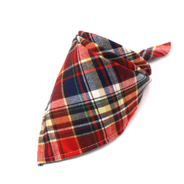 Pet Dog Cat Neck Scarf Adjustable Dog Bandana Tie Bowtie Cotton Plaid Cleaning Towel  For Dog Cat Cats Grooming Accessories