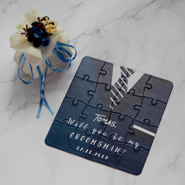 2018 New Personalized Bridesmaid Groomsman Proposal Puzzle Gift Any Text Language Customized Invitations Card Wedding Decoration