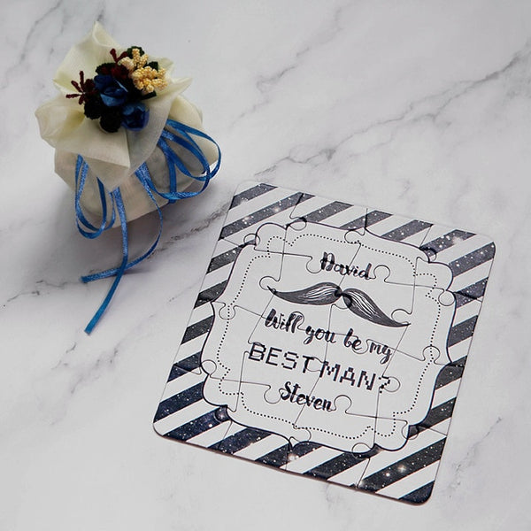 2018 New Personalized Bridesmaid Groomsman Proposal Puzzle Gift Any Text Language Customized Invitations Card Wedding Decoration