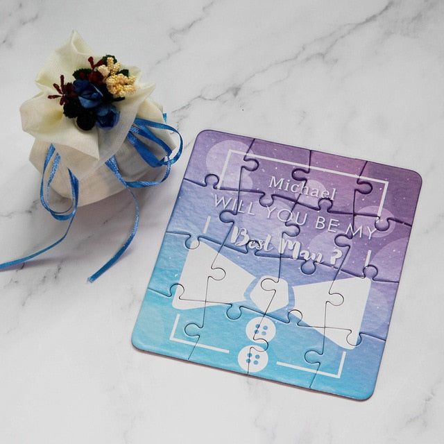 2018 New Personalized Bridesmaid Groomsman Proposal Puzzle Gift Any Text Language Customized Invitations Card Wedding Decoration