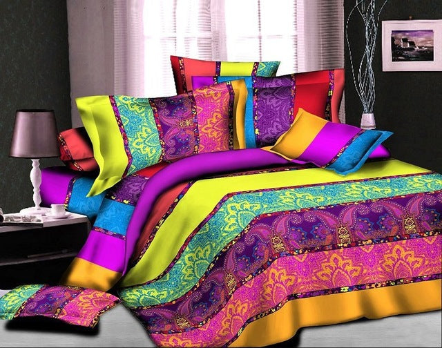 40  Cotton 3D Rose Bedding Sets High Quality Soft Duvet Cover Bedsheet Pillowcase Reactive Printed Bedclothes Queen Bed Linen