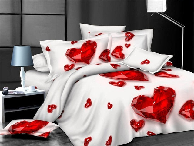 40  Cotton 3D Rose Bedding Sets High Quality Soft Duvet Cover Bedsheet Pillowcase Reactive Printed Bedclothes Queen Bed Linen