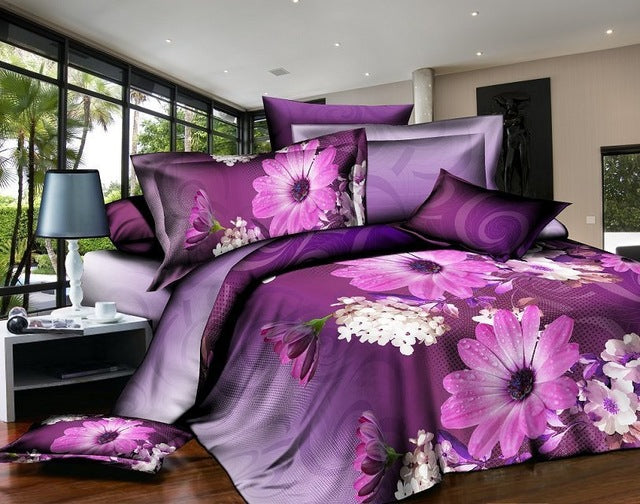 40  Cotton 3D Rose Bedding Sets High Quality Soft Duvet Cover Bedsheet Pillowcase Reactive Printed Bedclothes Queen Bed Linen