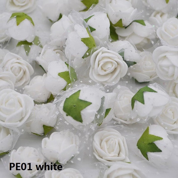 50/100 pcs 2cm Mini PE Foam Flower Fake Artificial Rose For DIY Handmade Wedding Party Decor Scrapbooking Crafts Gift Box  8Z