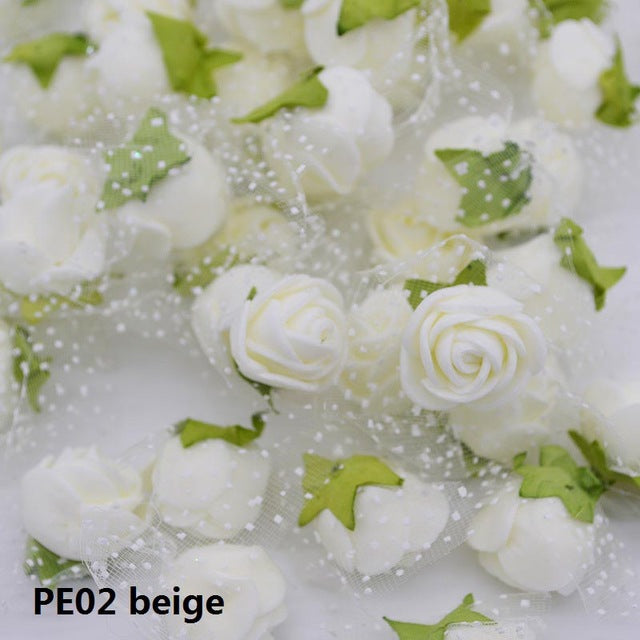 50/100 pcs 2cm Mini PE Foam Flower Fake Artificial Rose For DIY Handmade Wedding Party Decor Scrapbooking Crafts Gift Box  8Z