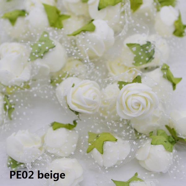 50/100 pcs 2cm Mini PE Foam Flower Fake Artificial Rose For DIY Handmade Wedding Party Decor Scrapbooking Crafts Gift Box  8Z