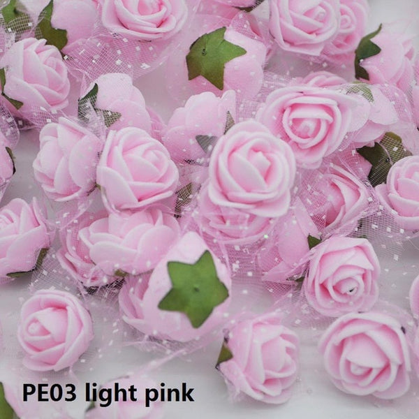 50/100 pcs 2cm Mini PE Foam Flower Fake Artificial Rose For DIY Handmade Wedding Party Decor Scrapbooking Crafts Gift Box  8Z