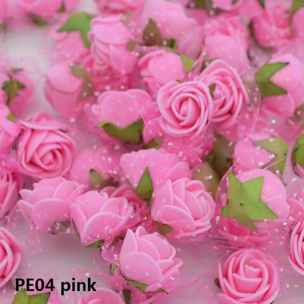 50/100 pcs 2cm Mini PE Foam Flower Fake Artificial Rose For DIY Handmade Wedding Party Decor Scrapbooking Crafts Gift Box  8Z