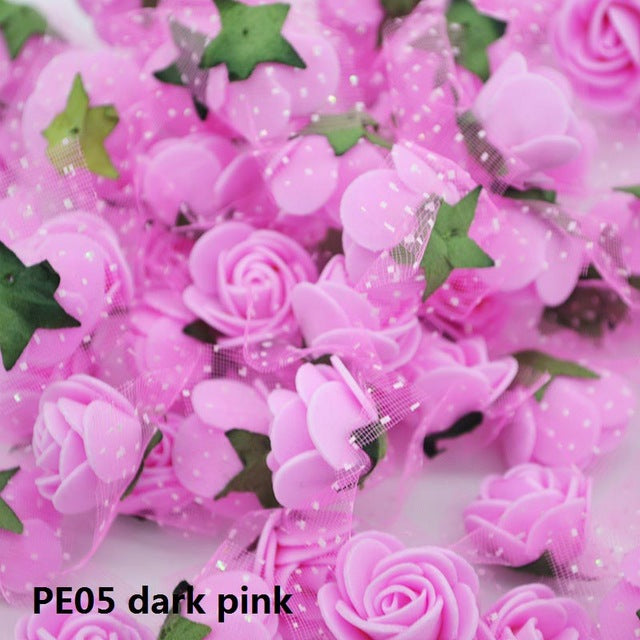 50/100 pcs 2cm Mini PE Foam Flower Fake Artificial Rose For DIY Handmade Wedding Party Decor Scrapbooking Crafts Gift Box  8Z