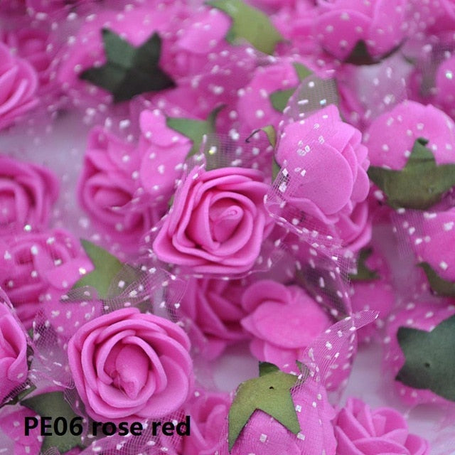 50/100 pcs 2cm Mini PE Foam Flower Fake Artificial Rose For DIY Handmade Wedding Party Decor Scrapbooking Crafts Gift Box  8Z