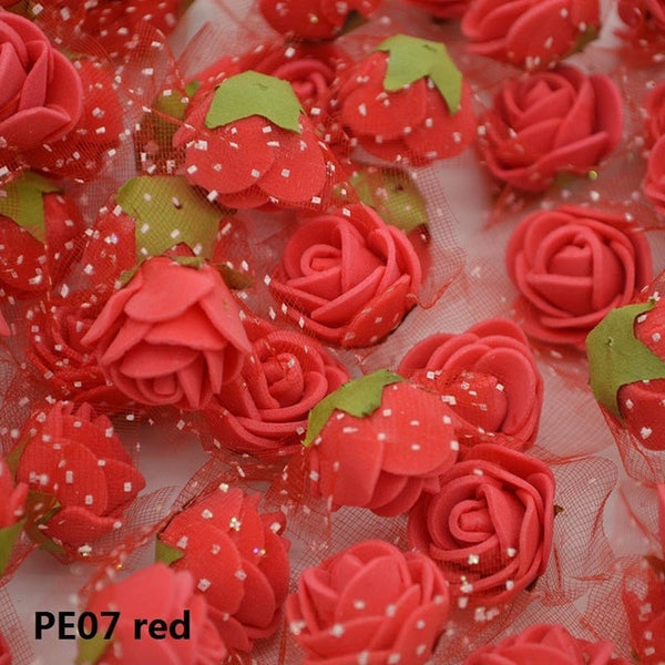 50/100 pcs 2cm Mini PE Foam Flower Fake Artificial Rose For DIY Handmade Wedding Party Decor Scrapbooking Crafts Gift Box  8Z