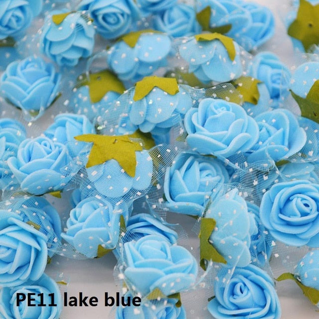 50/100 pcs 2cm Mini PE Foam Flower Fake Artificial Rose For DIY Handmade Wedding Party Decor Scrapbooking Crafts Gift Box  8Z