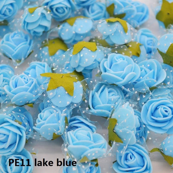 50/100 pcs 2cm Mini PE Foam Flower Fake Artificial Rose For DIY Handmade Wedding Party Decor Scrapbooking Crafts Gift Box  8Z