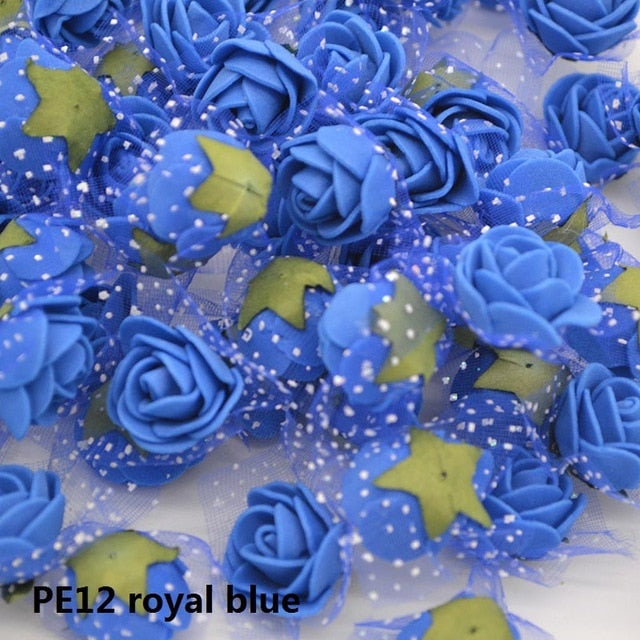 50/100 pcs 2cm Mini PE Foam Flower Fake Artificial Rose For DIY Handmade Wedding Party Decor Scrapbooking Crafts Gift Box  8Z