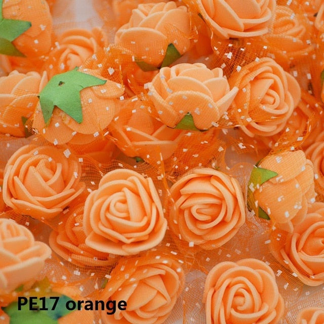 50/100 pcs 2cm Mini PE Foam Flower Fake Artificial Rose For DIY Handmade Wedding Party Decor Scrapbooking Crafts Gift Box  8Z