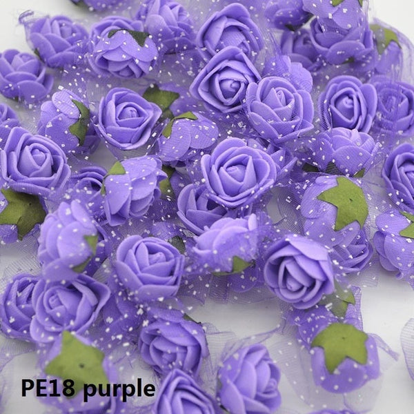 50/100 pcs 2cm Mini PE Foam Flower Fake Artificial Rose For DIY Handmade Wedding Party Decor Scrapbooking Crafts Gift Box  8Z