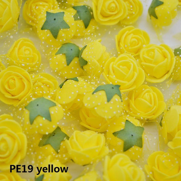 50/100 pcs 2cm Mini PE Foam Flower Fake Artificial Rose For DIY Handmade Wedding Party Decor Scrapbooking Crafts Gift Box  8Z