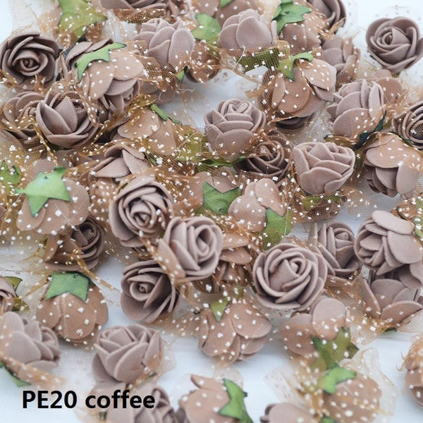 50/100 pcs 2cm Mini PE Foam Flower Fake Artificial Rose For DIY Handmade Wedding Party Decor Scrapbooking Crafts Gift Box  8Z