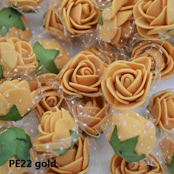 50/100 pcs 2cm Mini PE Foam Flower Fake Artificial Rose For DIY Handmade Wedding Party Decor Scrapbooking Crafts Gift Box  8Z