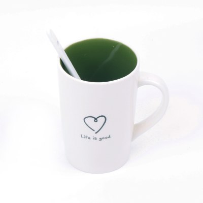 Simple couple inner color love coffee mug Christmas drinkware mug Valentine 's Day creative ceramic mugs with spoon