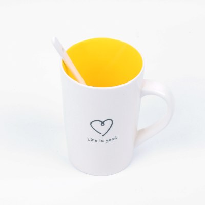 Simple couple inner color love coffee mug Christmas drinkware mug Valentine 's Day creative ceramic mugs with spoon