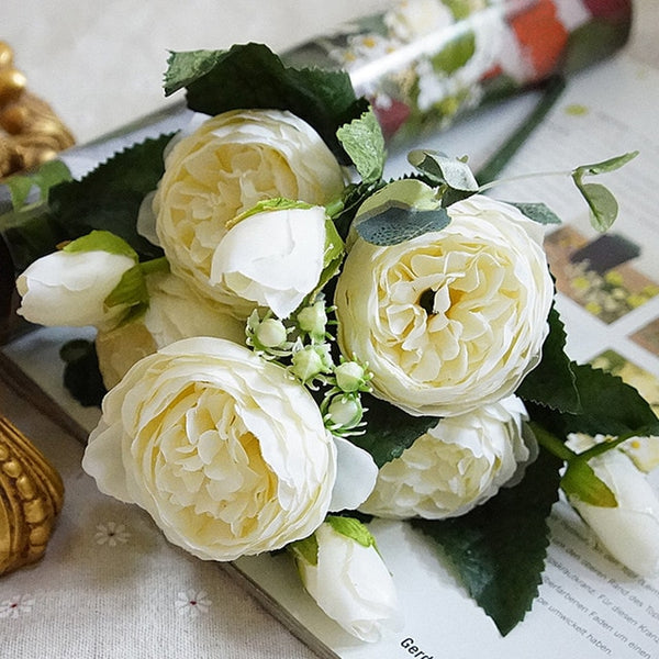 2018 Beautiful Rose Peony Artificial Silk Flowers Small bouquet flores Home Party Spring Wedding Decoration Mariage Fake Flower