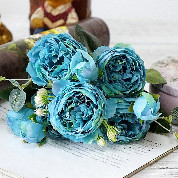 2018 Beautiful Rose Peony Artificial Silk Flowers Small bouquet flores Home Party Spring Wedding Decoration Mariage Fake Flower