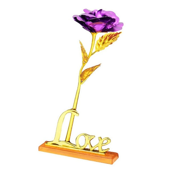 24K Foil Plated Rose Gold Rose Wedding Decoration Flower Valentine's Day Gift Lover Rose Artificial for Drop shipping with card