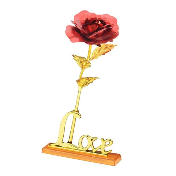 24K Foil Plated Rose Gold Rose Wedding Decoration Flower Valentine's Day Gift Lover Rose Artificial for Drop shipping with card