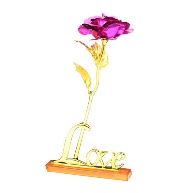 24K Foil Plated Rose Gold Rose Wedding Decoration Flower Valentine's Day Gift Lover Rose Artificial for Drop shipping with card