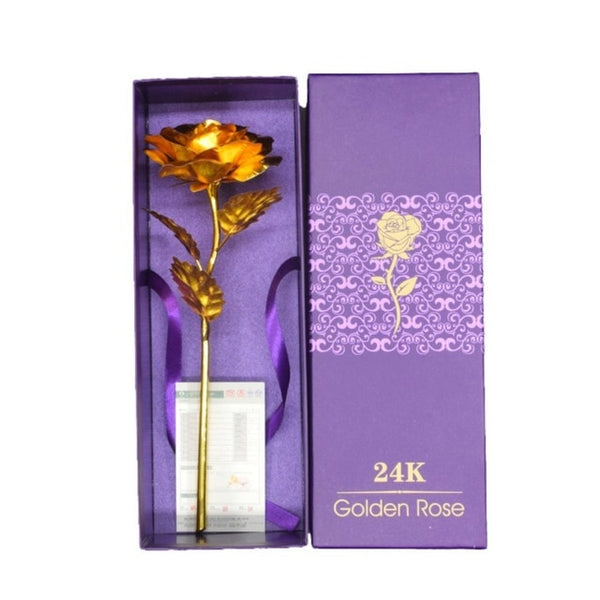 24K Foil Plated Rose Gold Rose Wedding Decoration Flower Valentine's Day Gift Lover Rose Artificial for Drop shipping with card
