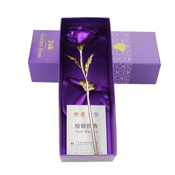 24K Foil Plated Rose Gold Rose Wedding Decoration Flower Valentine's Day Gift Lover Rose Artificial for Drop shipping with card