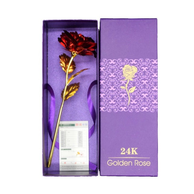 24K Foil Plated Rose Gold Rose Wedding Decoration Flower Valentine's Day Gift Lover Rose Artificial for Drop shipping with card