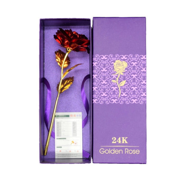 24k Gold Plated Rose With Love Holder Box Gift Valentine's Day Mother's Day Gift Flower Gold Dipped Rose US Drop ship