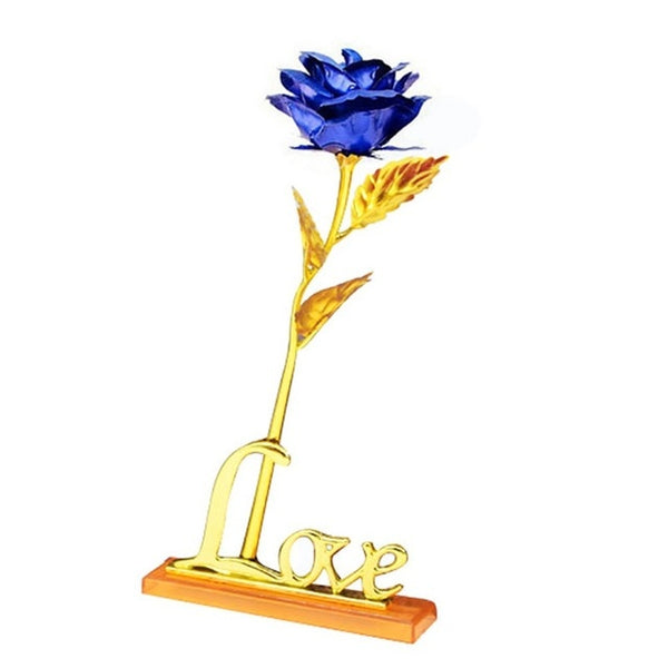 24k Gold Plated Rose With Love Holder Box Gift Valentine's Day Mother's Day Gift Flower Gold Dipped Rose US Drop ship