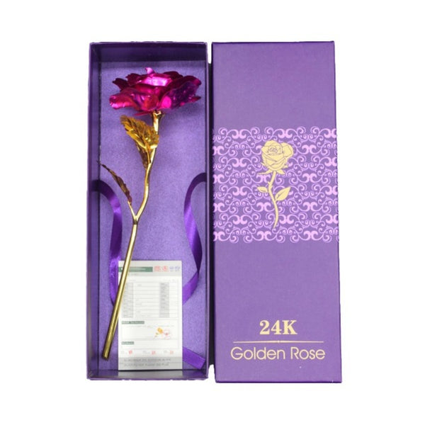 24k Gold Plated Rose With Love Holder Box Gift Valentine's Day Mother's Day Gift Flower Gold Dipped Rose US Drop ship
