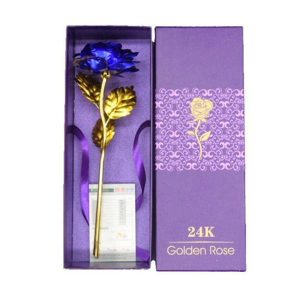 24k Gold Plated Rose With Love Holder Box Gift Valentine's Day Mother's Day Gift Flower Gold Dipped Rose US Drop ship
