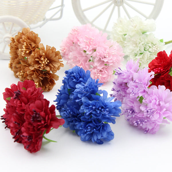 1/bundle Silk Mini Rose Artificial Flowers Heads Bouquet For Wedding Decoration DIY Scrapbooking Wreath Home Fake Flower