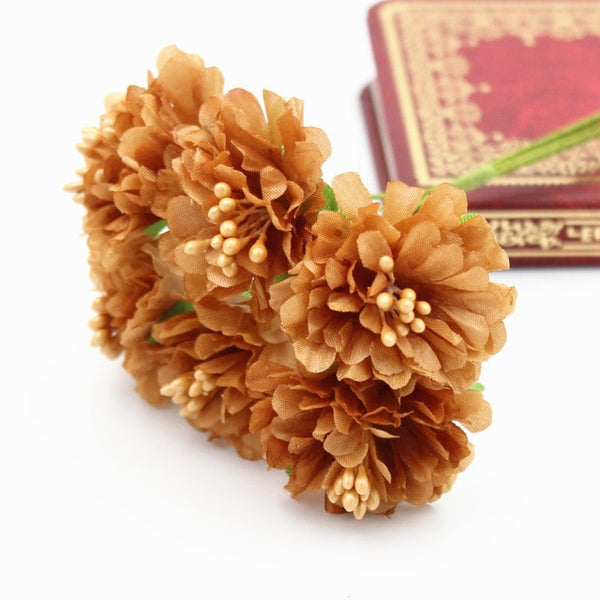 1/bundle Silk Mini Rose Artificial Flowers Heads Bouquet For Wedding Decoration DIY Scrapbooking Wreath Home Fake Flower