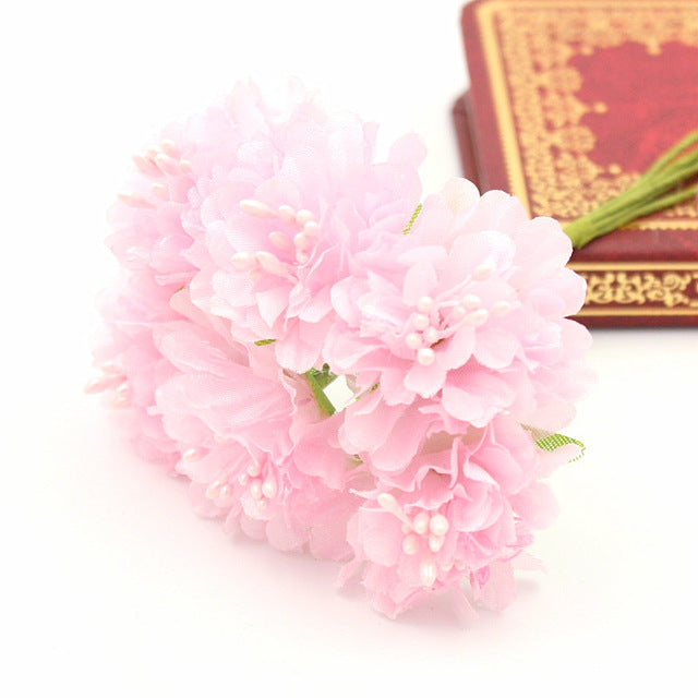 1/bundle Silk Mini Rose Artificial Flowers Heads Bouquet For Wedding Decoration DIY Scrapbooking Wreath Home Fake Flower