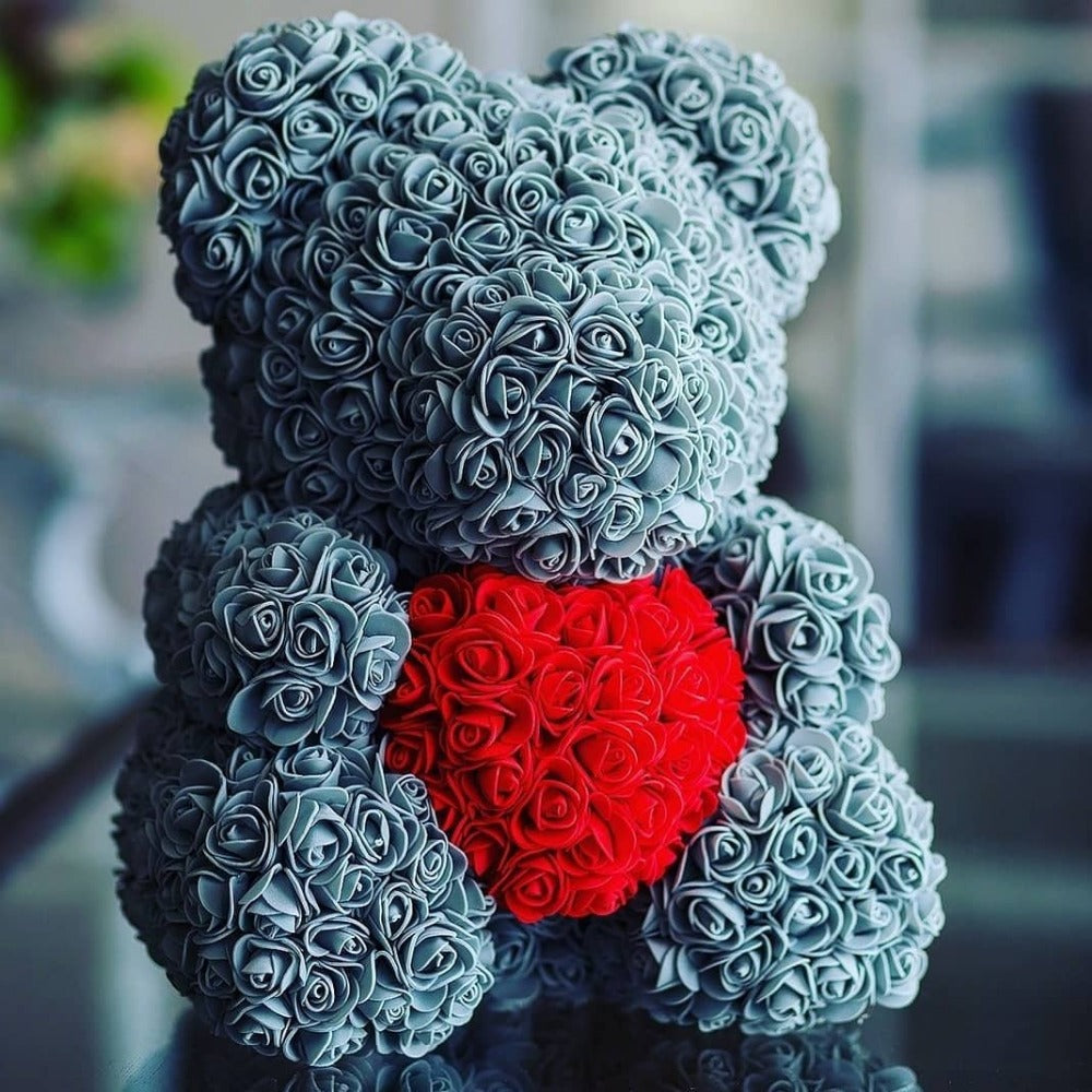 2018 Hot Sale 40cm Bear of Roses Artificial Flowers Home Wedding Festival DIY Cheap Wedding Decoration Gift Box Wreath Crafts