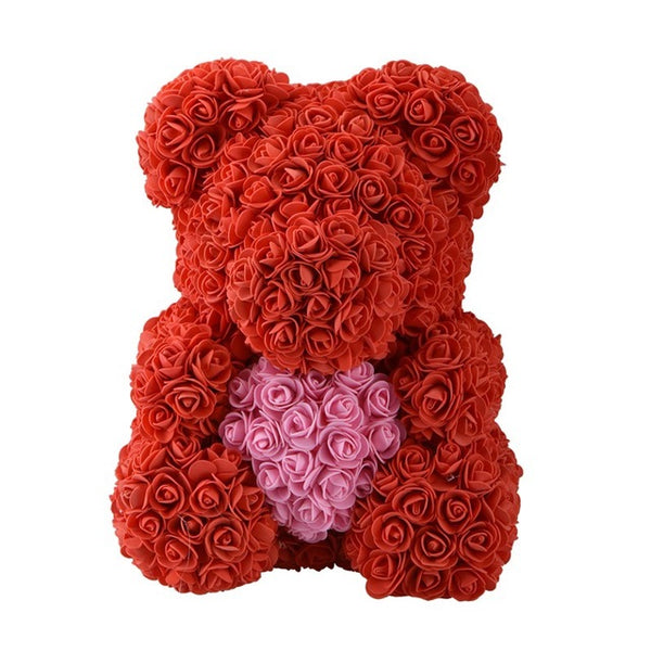 2018 Hot Sale 40cm Bear of Roses Artificial Flowers Home Wedding Festival DIY Cheap Wedding Decoration Gift Box Wreath Crafts