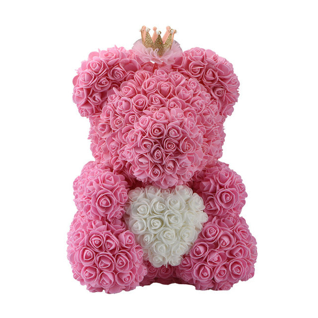2018 Hot Sale 40cm Bear of Roses Artificial Flowers Home Wedding Festival DIY Cheap Wedding Decoration Gift Box Wreath Crafts