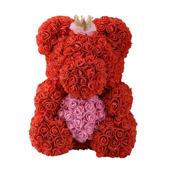 2018 Hot Sale 40cm Bear of Roses Artificial Flowers Home Wedding Festival DIY Cheap Wedding Decoration Gift Box Wreath Crafts