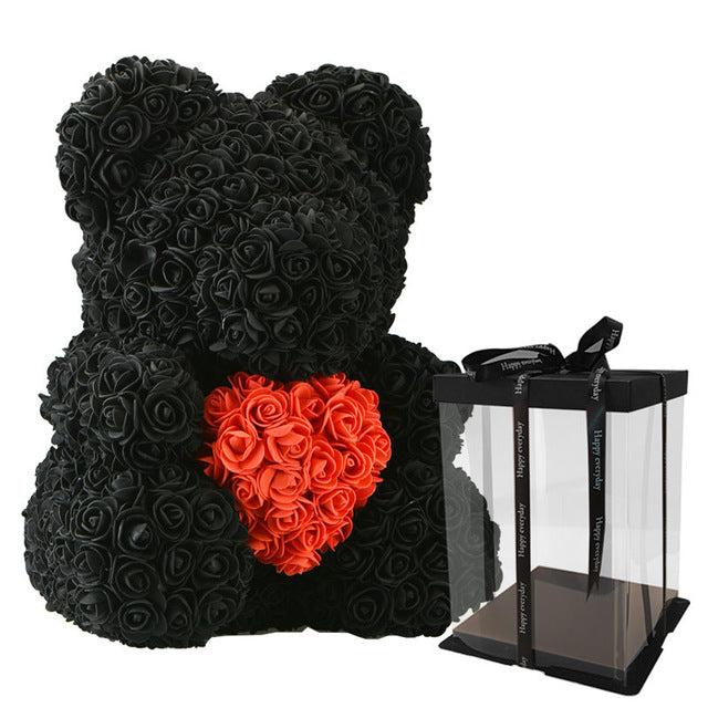 2018 Hot Sale 40cm Bear of Roses Artificial Flowers Home Wedding Festival DIY Cheap Wedding Decoration Gift Box Wreath Crafts