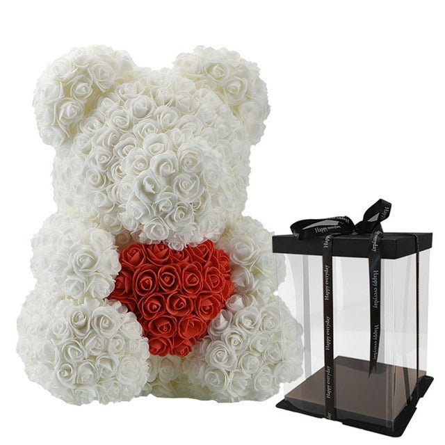 2018 Hot Sale 40cm Bear of Roses Artificial Flowers Home Wedding Festival DIY Cheap Wedding Decoration Gift Box Wreath Crafts