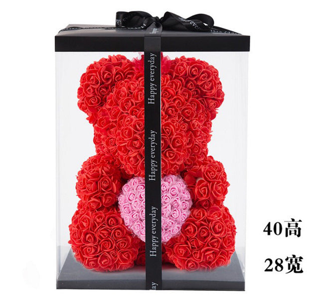 2018 Hot Sale 40cm Bear of Roses Artificial Flowers Home Wedding Festival DIY Cheap Wedding Decoration Gift Box Wreath Crafts
